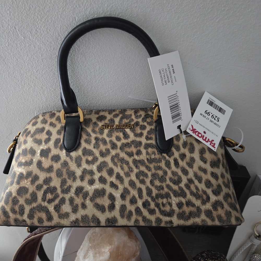 Steve Madden Animal Print Satchel with Black Accents